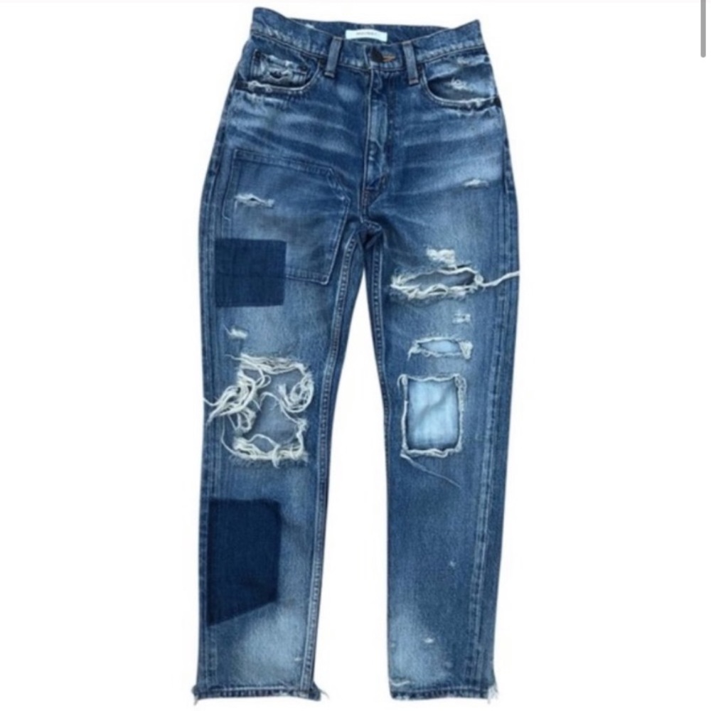 Moussy Distressed Patch Jeans